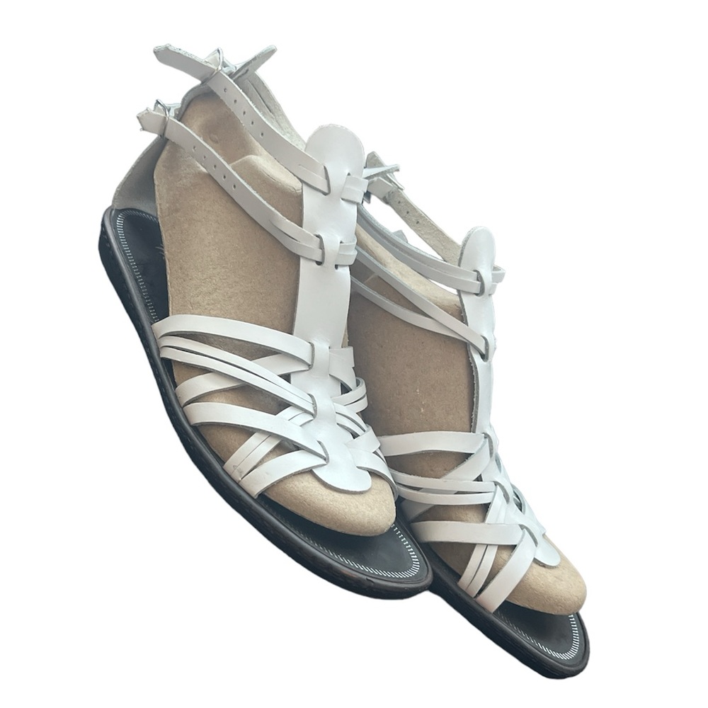 Preview International White Leather Gladiator Sandals Women's Strappy Flat 8/38